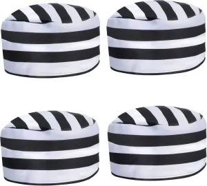 4 Pieces Vintage Prisoner Hat Convict Hats Caps Striped Jailbird Jailhouse Prison Costume Cosplay for Men Women Halloween Party