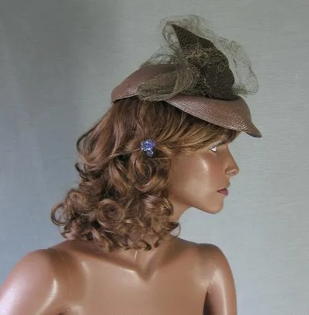 40s Women's Tilt Hat Vintage 1940s Cap Doll Winged Bow Gage VFG