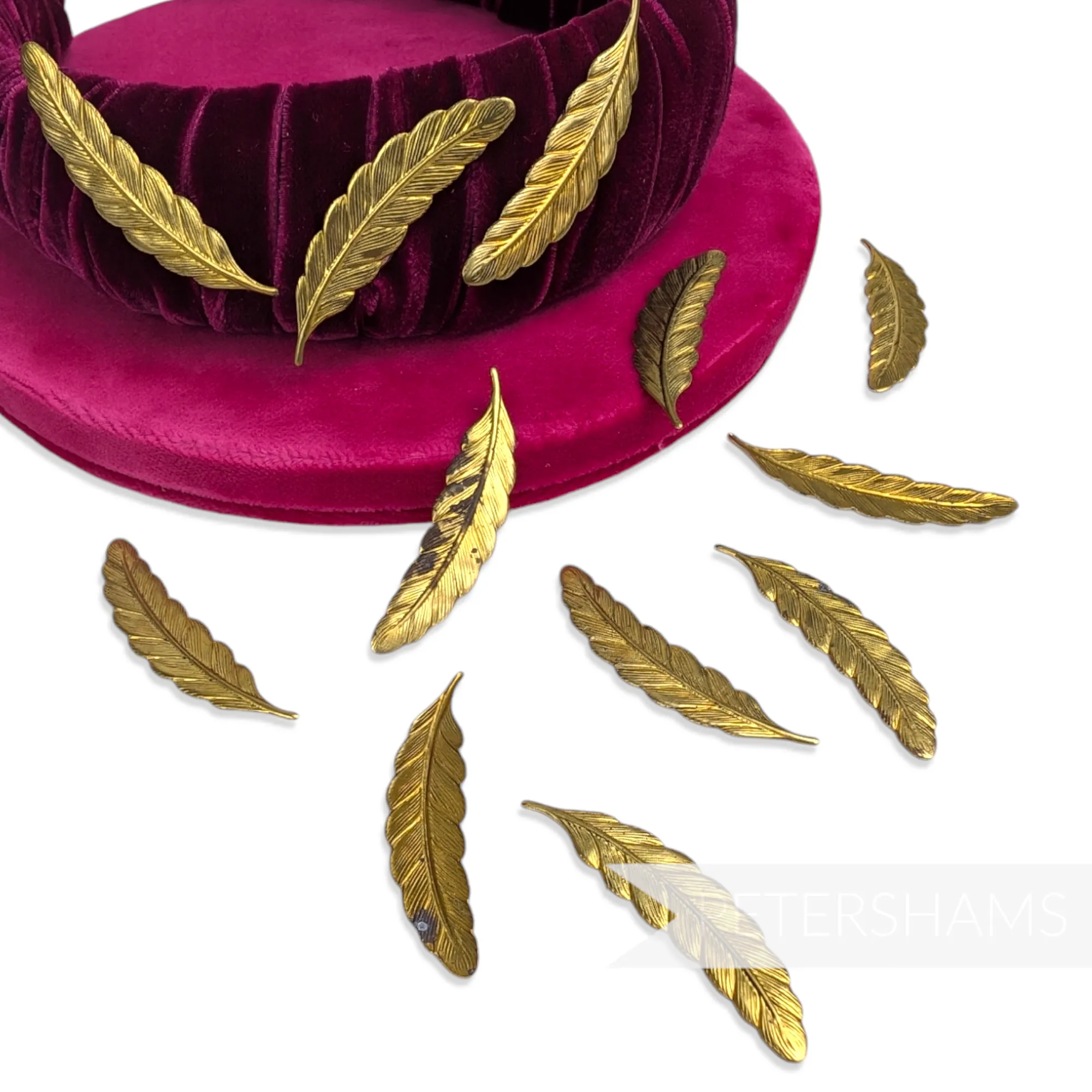 50mm Vintage 1980's Intricate Feathery Leaves - 12 Pieces