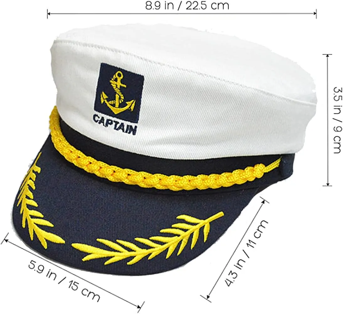 6PC Yacht Captain Hat Nautical Themed Sailor Boat Ship Sailor Party Hats Navy Marines Admiral Cap