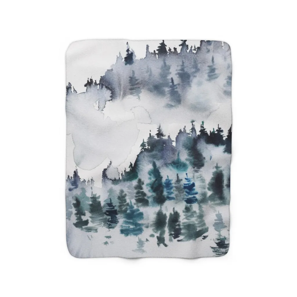 Abstract Comfy Blanket | Black Gray Woodlands