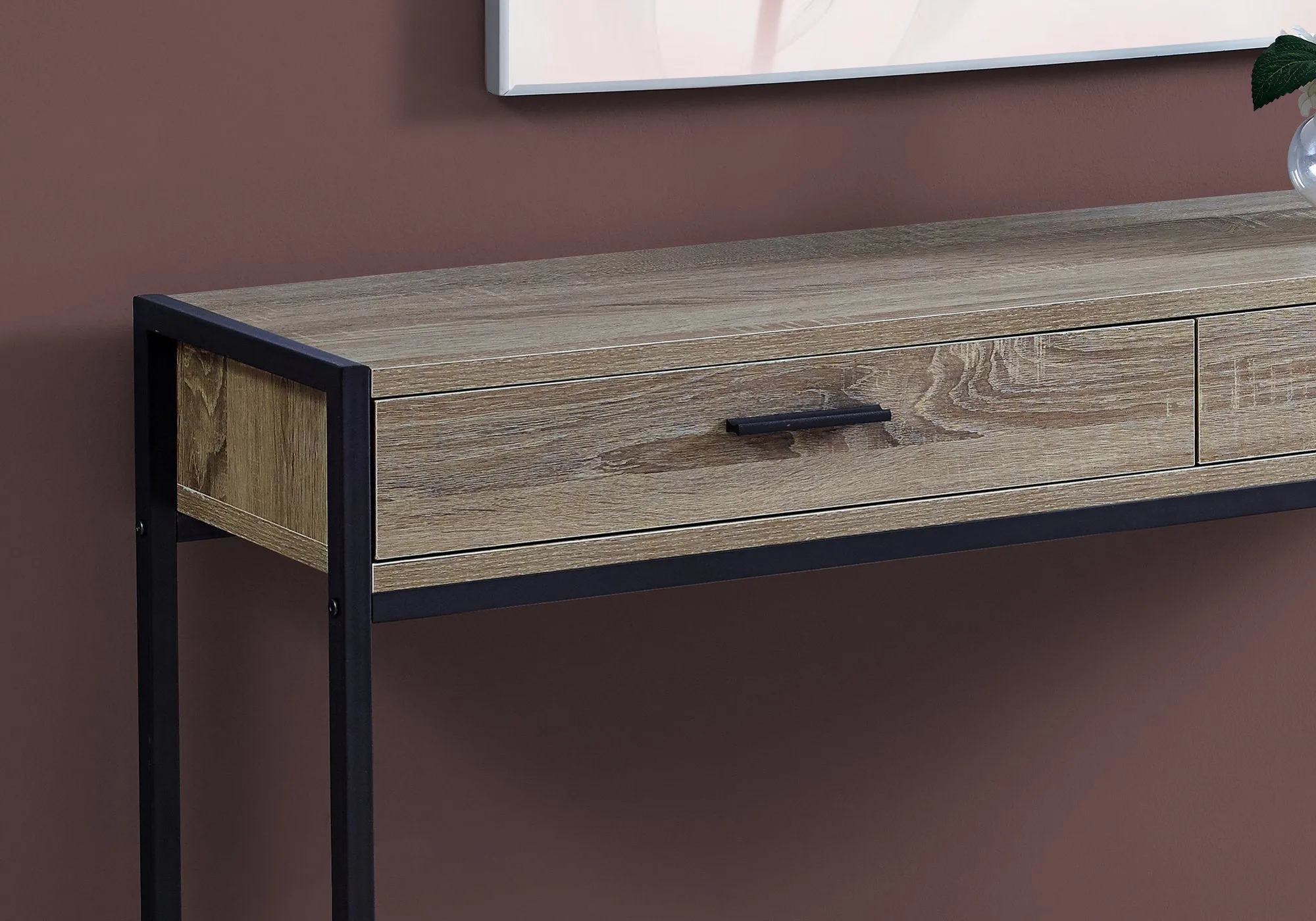 Accent Table - 48"L / Dark Taupe / Black Hall Console