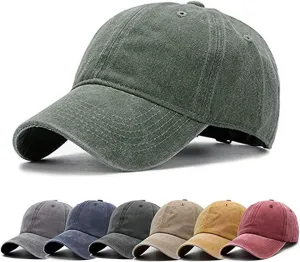 Aedvoouer Men Women Baseball Cap Vintage Washed Distressed Hats Twill Plain Adjustable Dad-Hat