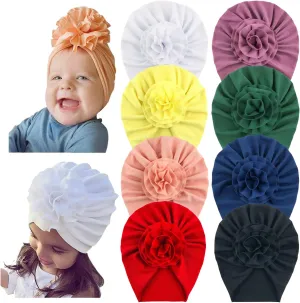 Angla Baby Large Flower Knot Donut Bow Beanie Turban Hat Cap Muslim Bonnet Headwrap