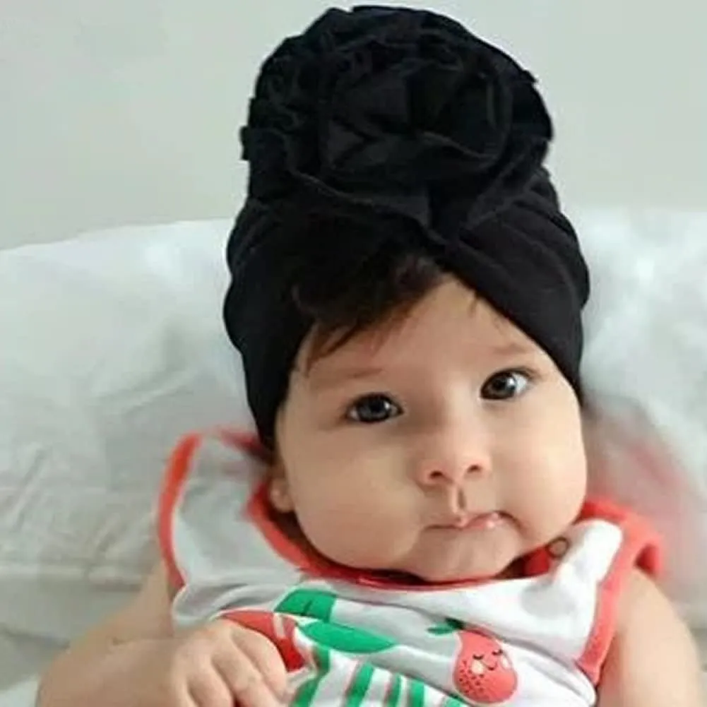 Angla Baby Large Flower Knot Donut Bow Beanie Turban Hat Cap Muslim Bonnet Headwrap