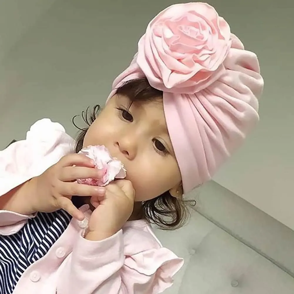 Angla Baby Large Flower Knot Donut Bow Beanie Turban Hat Cap Muslim Bonnet Headwrap