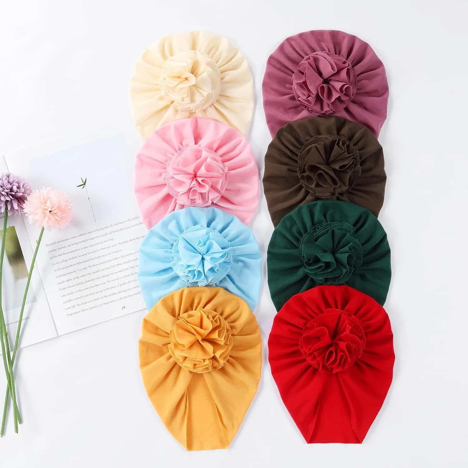 Angla Baby Large Flower Knot Donut Bow Beanie Turban Hat Cap Muslim Bonnet Headwrap