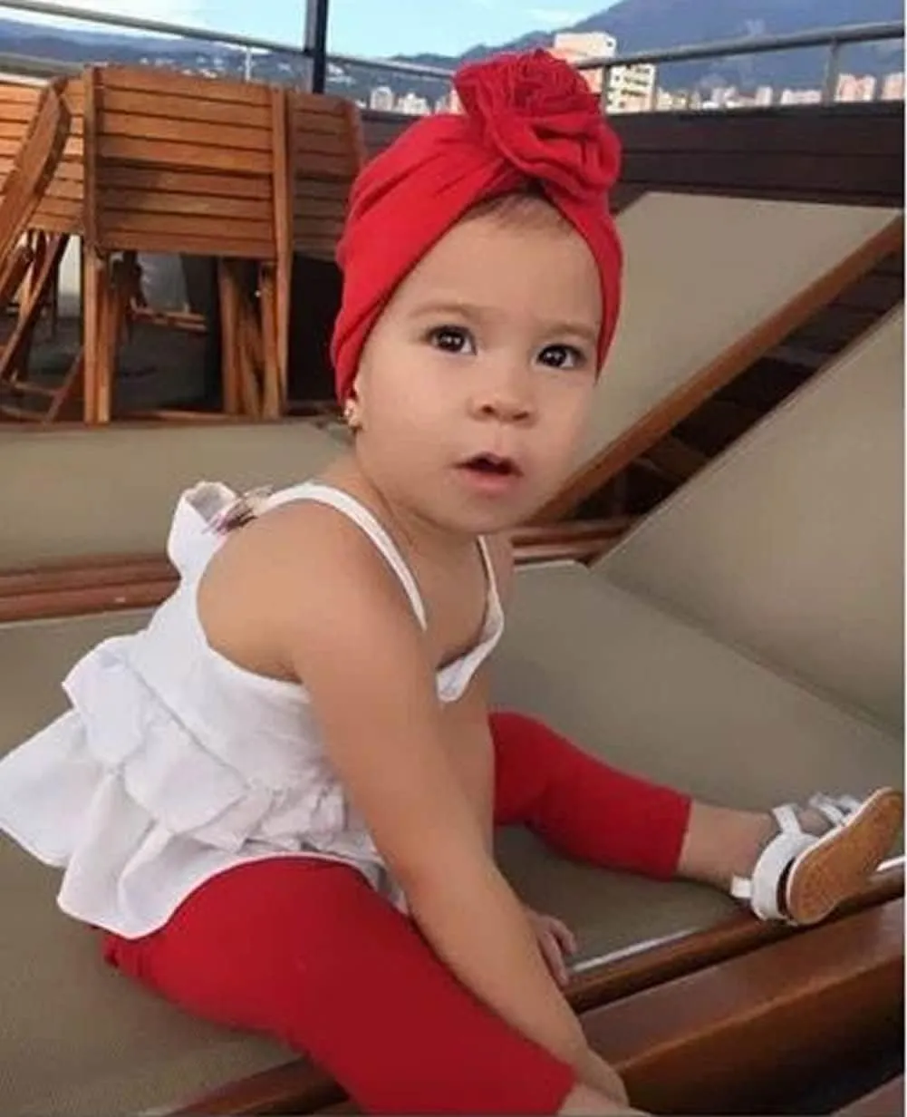 Angla Baby Large Flower Knot Donut Bow Beanie Turban Hat Cap Muslim Bonnet Headwrap