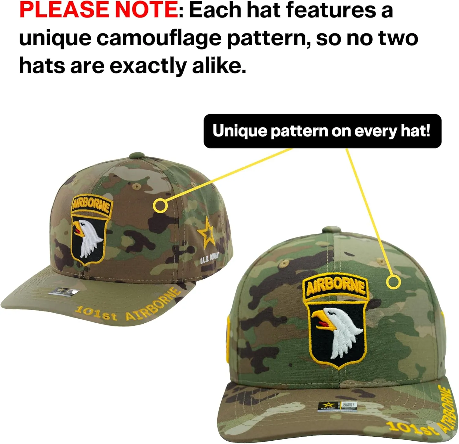 Army Airborne Hats for Men Official Licensed 82nd, 101st, 173rd Airborne Veteran Cap Adjustable Military Hat