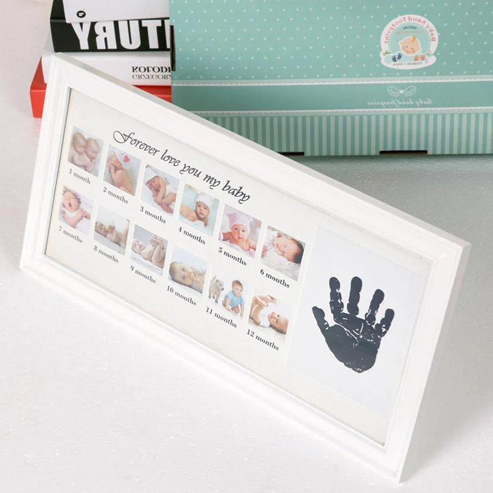 Baby Handprint Kit & Footprint Photo Frame for Newborn Girls and Boys, White