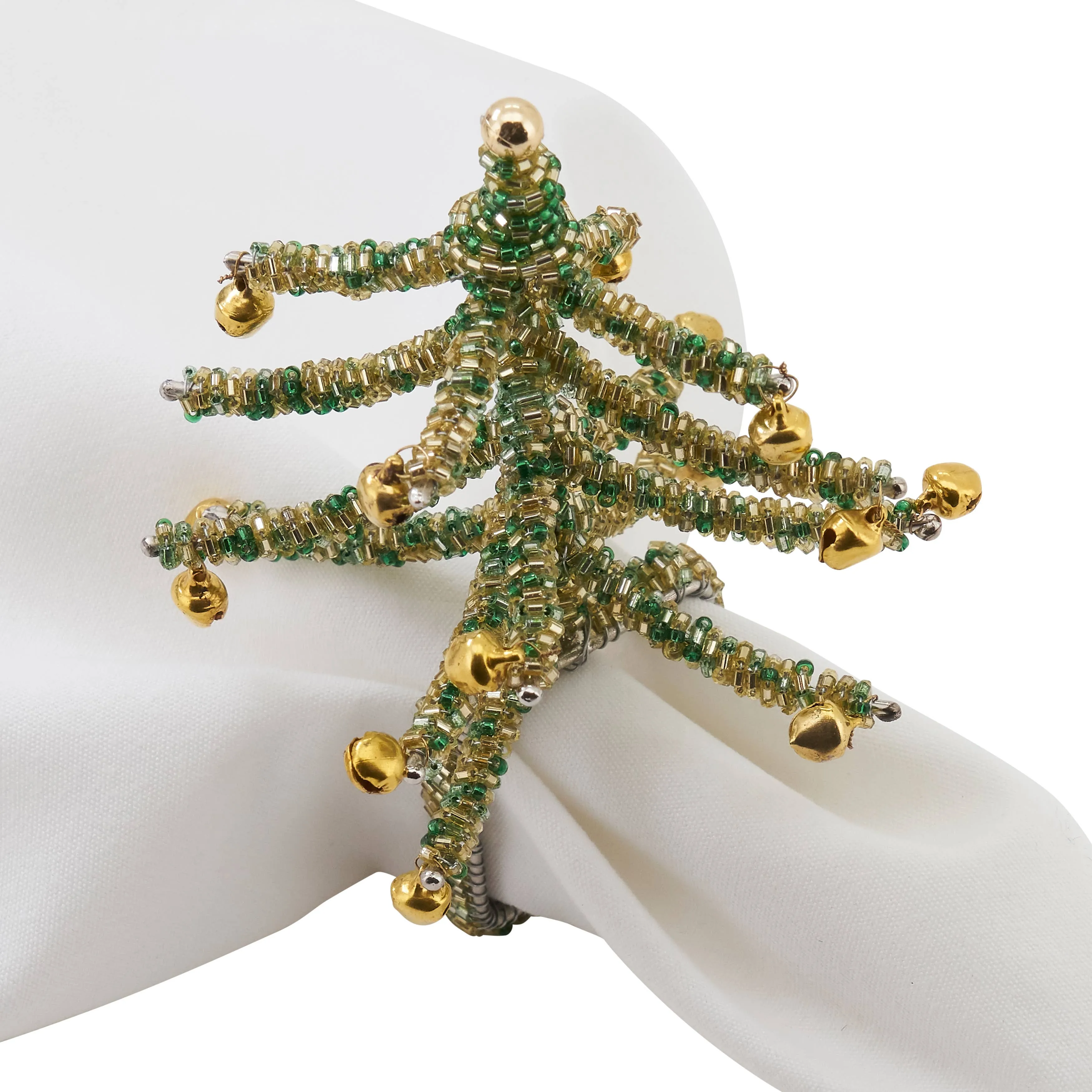 Beaded Christmas Tree Napkin Ring: Green