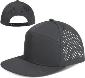 Big Head L/XXL Flat Brim Hat Adjustable Water-Resistance Performance Snapback Cap 7 Panel Hats for Men