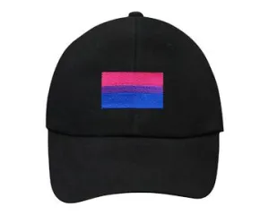 Bisexual Embroidered Rectangle Flag Hats in Black