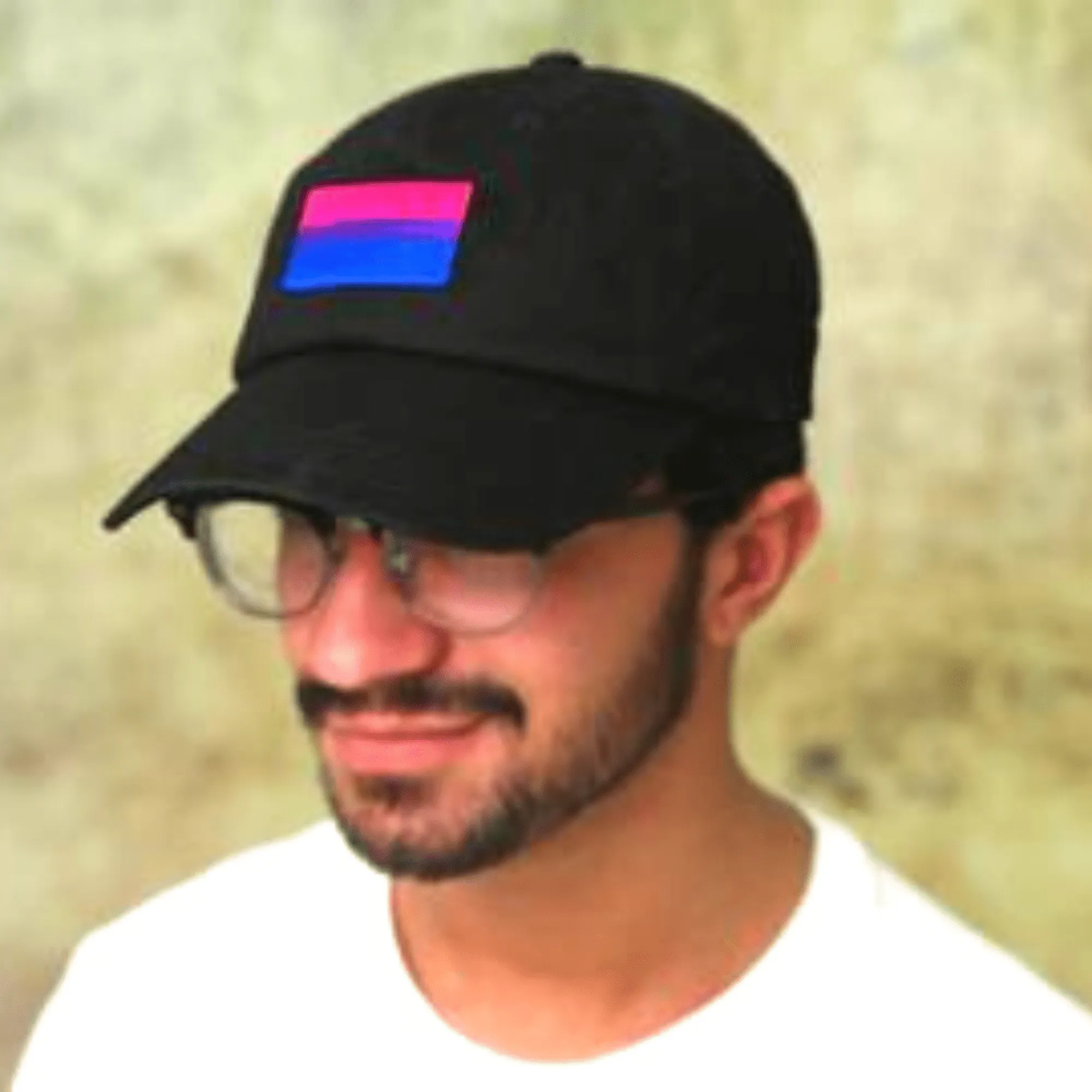 Bisexual Embroidered Rectangle Flag Hats in Black