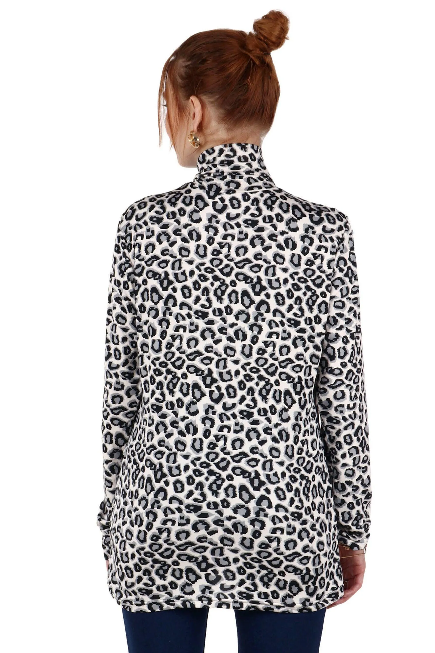 Black & White Animal Printed High Neck Top