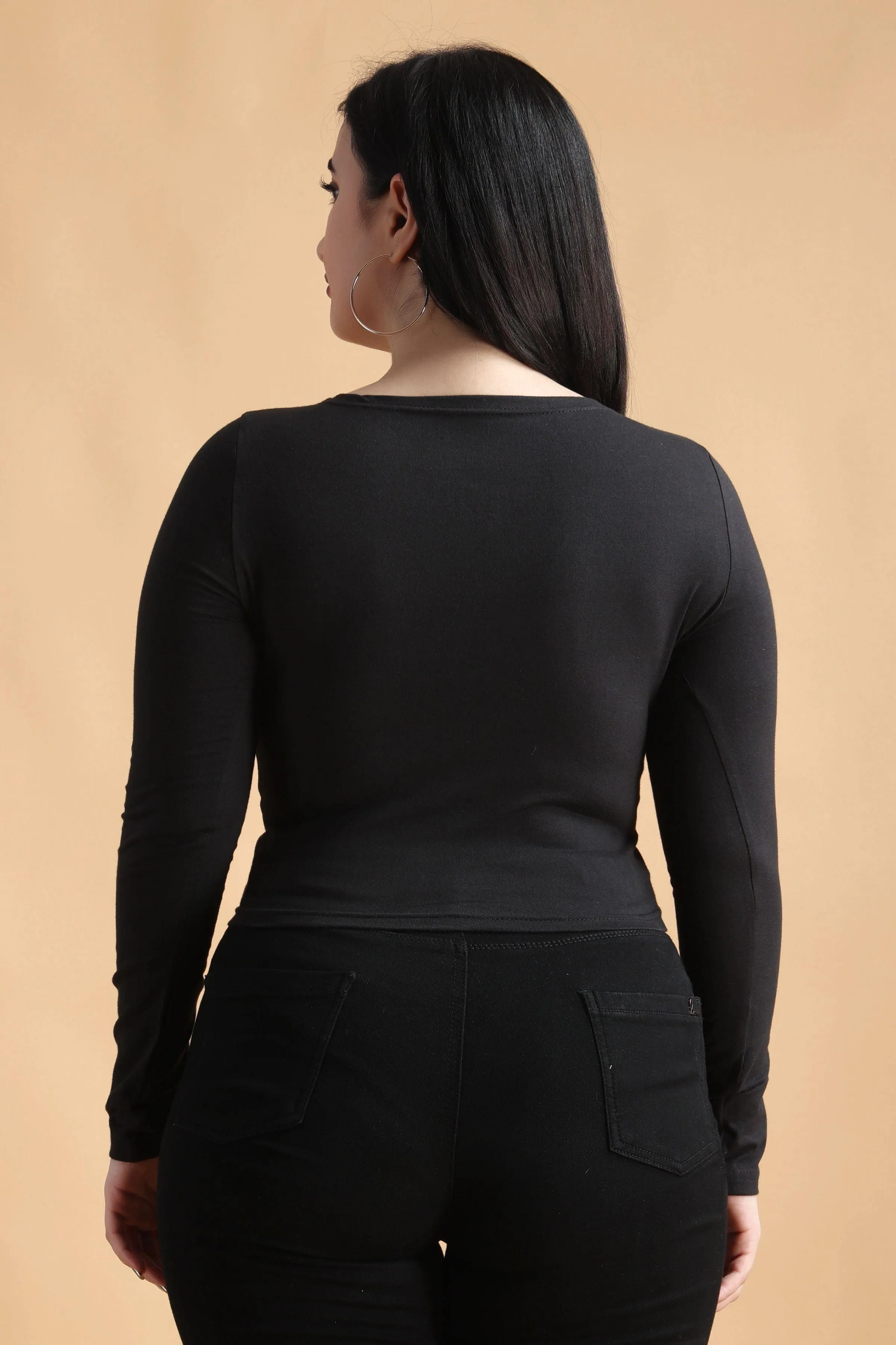 Black Solid Top with Zipper