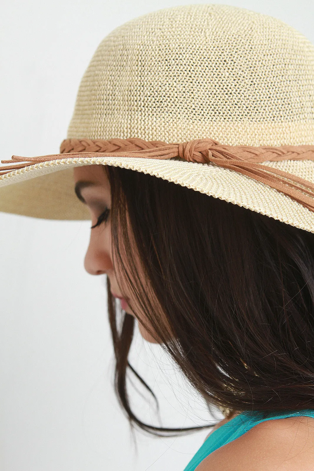 Braided Tie Straw Summer Hat