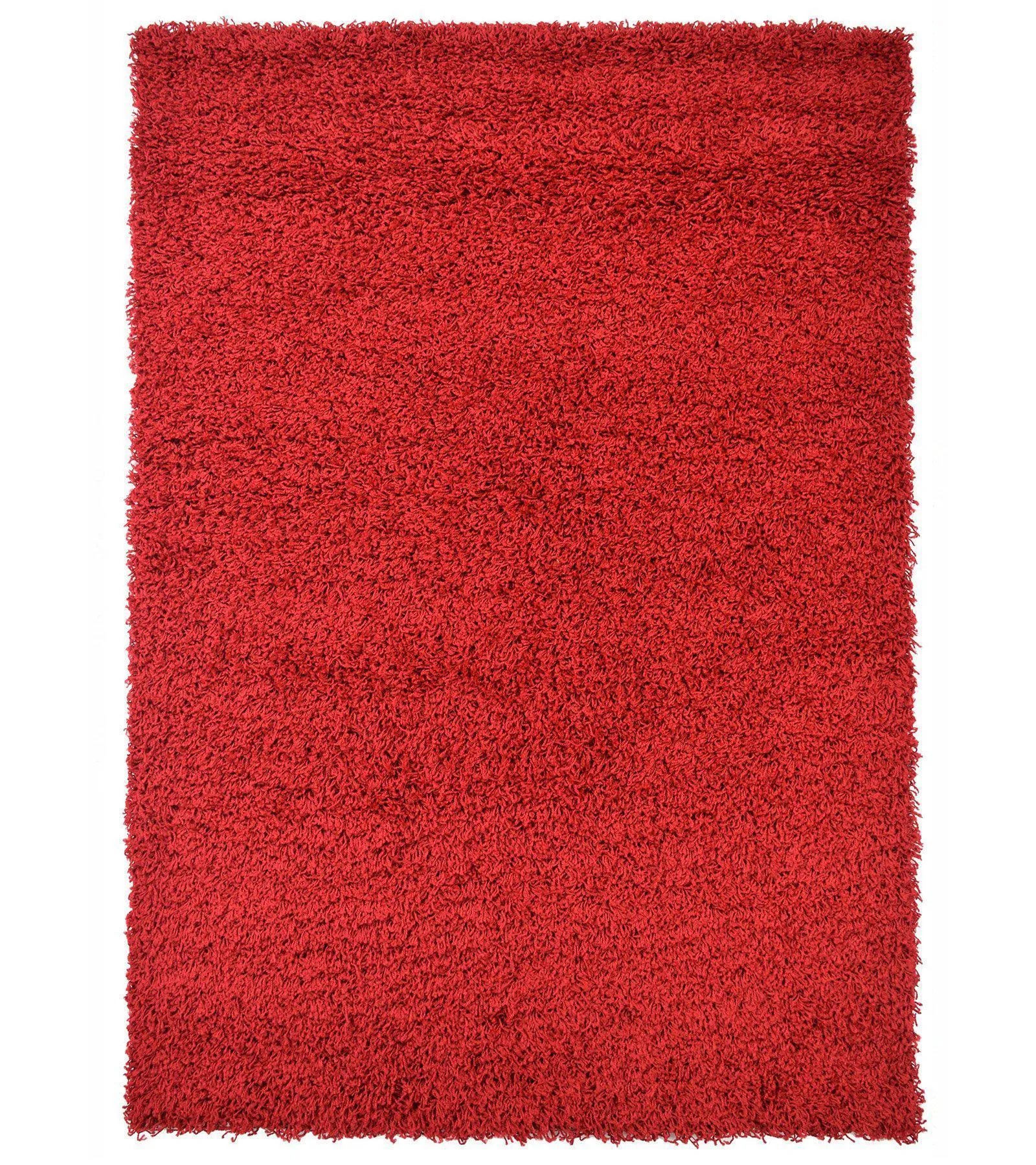Bright Red Thick Shaggy Rug - California