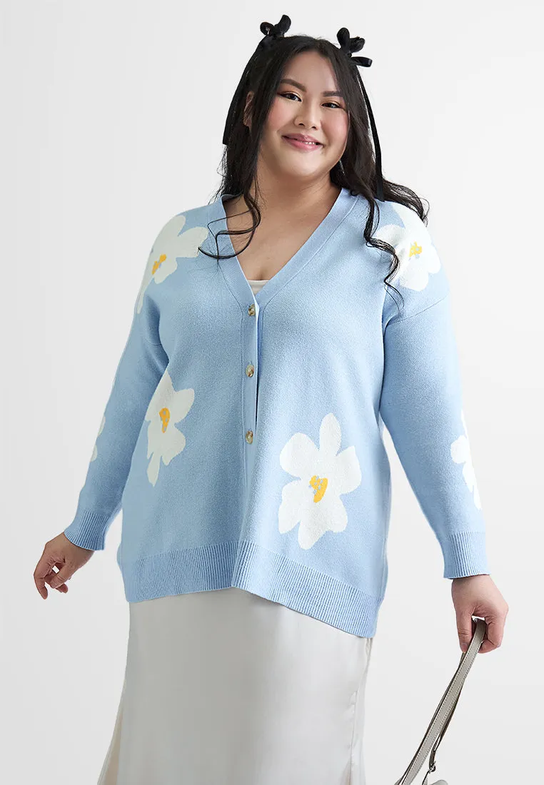 Candace Coquette Knit Floral Cardigan
