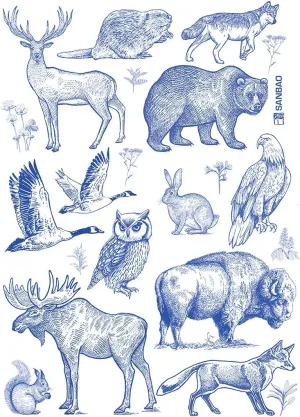 Ceramic Decals - Forest Animal (Blue, 19 x 13 Inch)