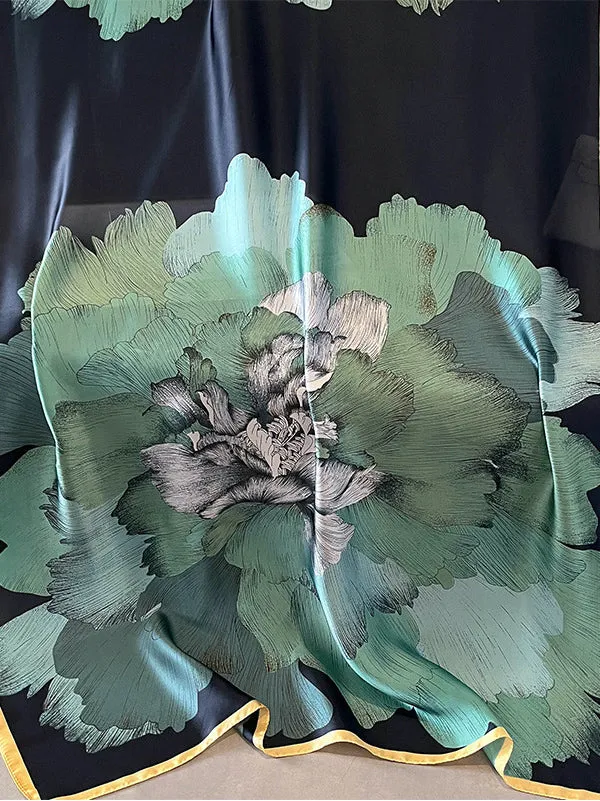 Chic Printed Contrast Color Silk Imitation Warm Shawl&Scarf