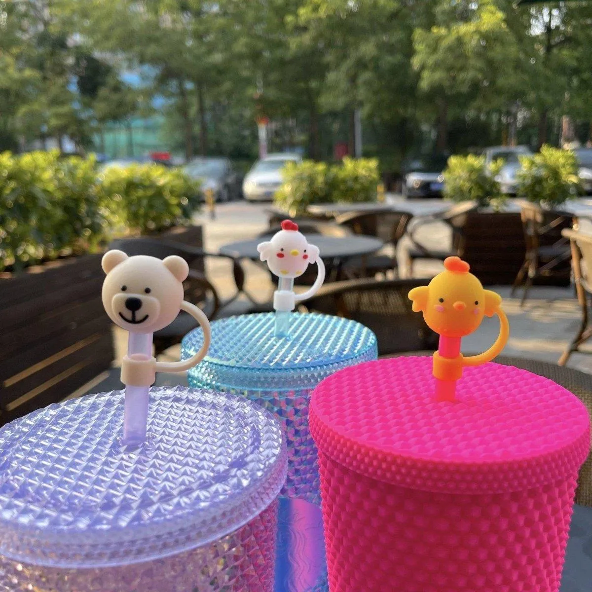Chicks and Bear Straw Toppers set of 3 for Tumbler, Straw Cup – Starbucks Accessories