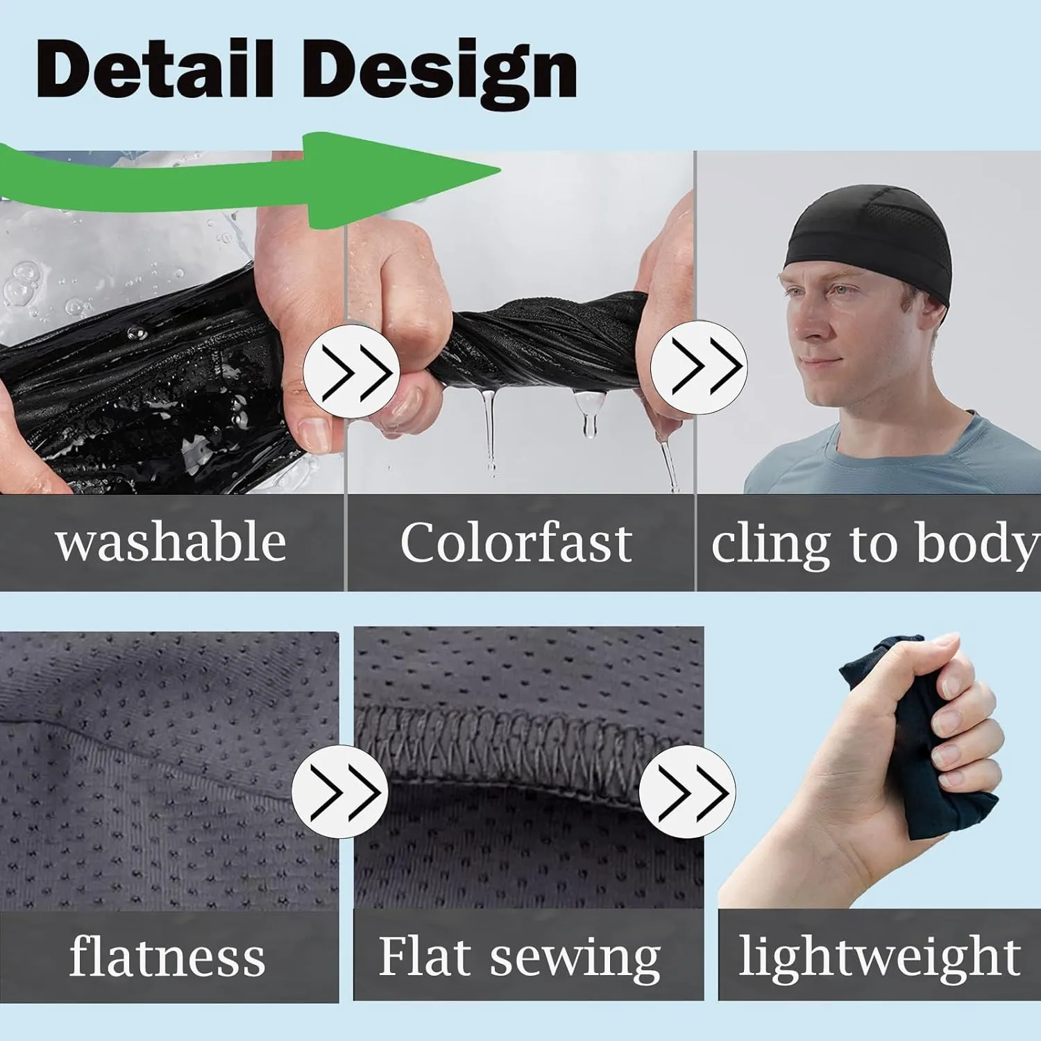 Cooling Skull Cap Helmet Liner, Lightweight Mesh Running Hat, Fits Under Helmet Cycling Motorcycle, Sweat Liner for Men Women