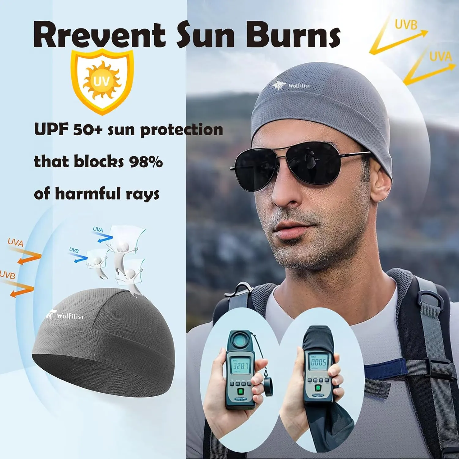Cooling Skull Cap Helmet Liner, Lightweight Mesh Running Hat, Fits Under Helmet Cycling Motorcycle, Sweat Liner for Men Women