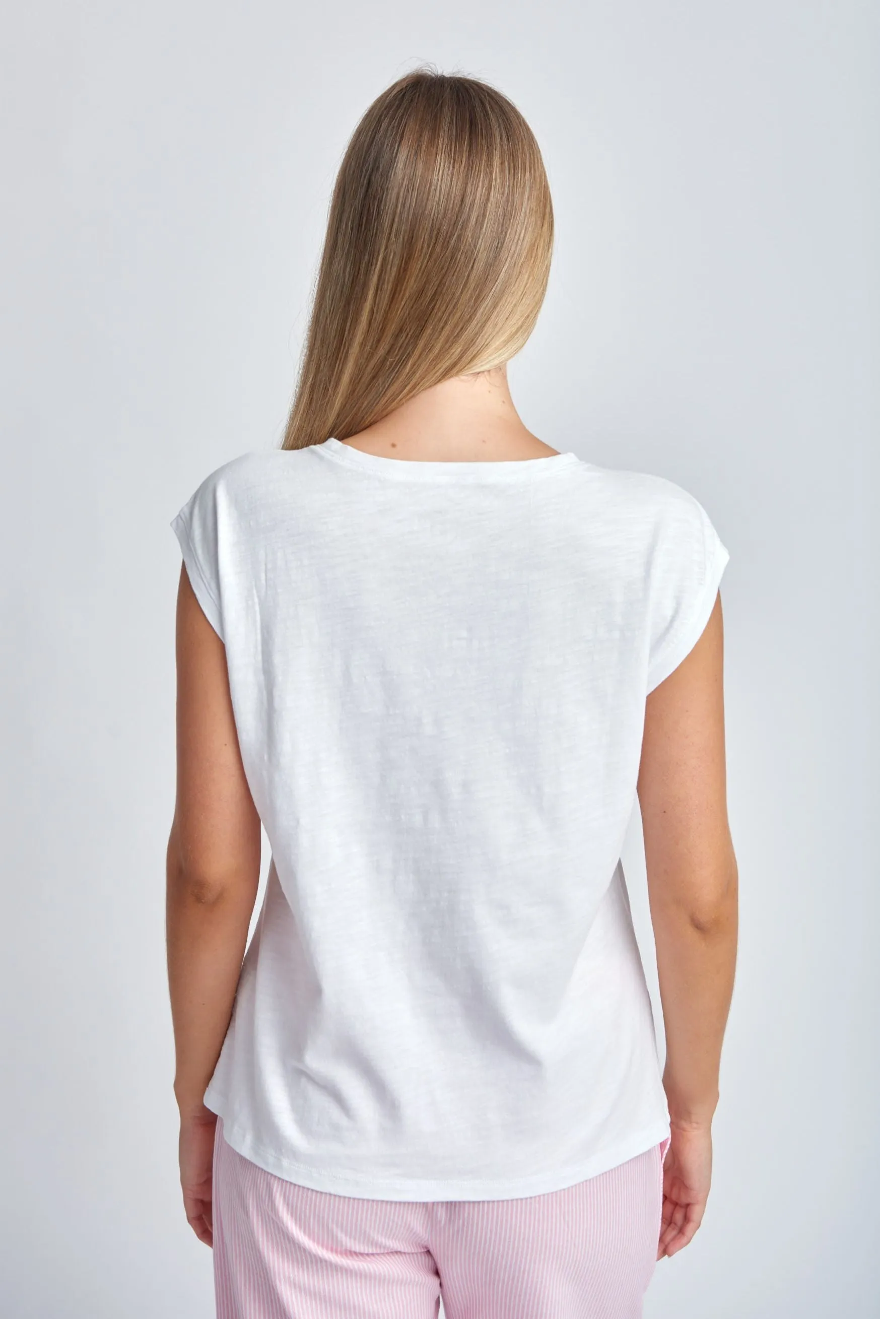 Cotton Sleeveless Tee White