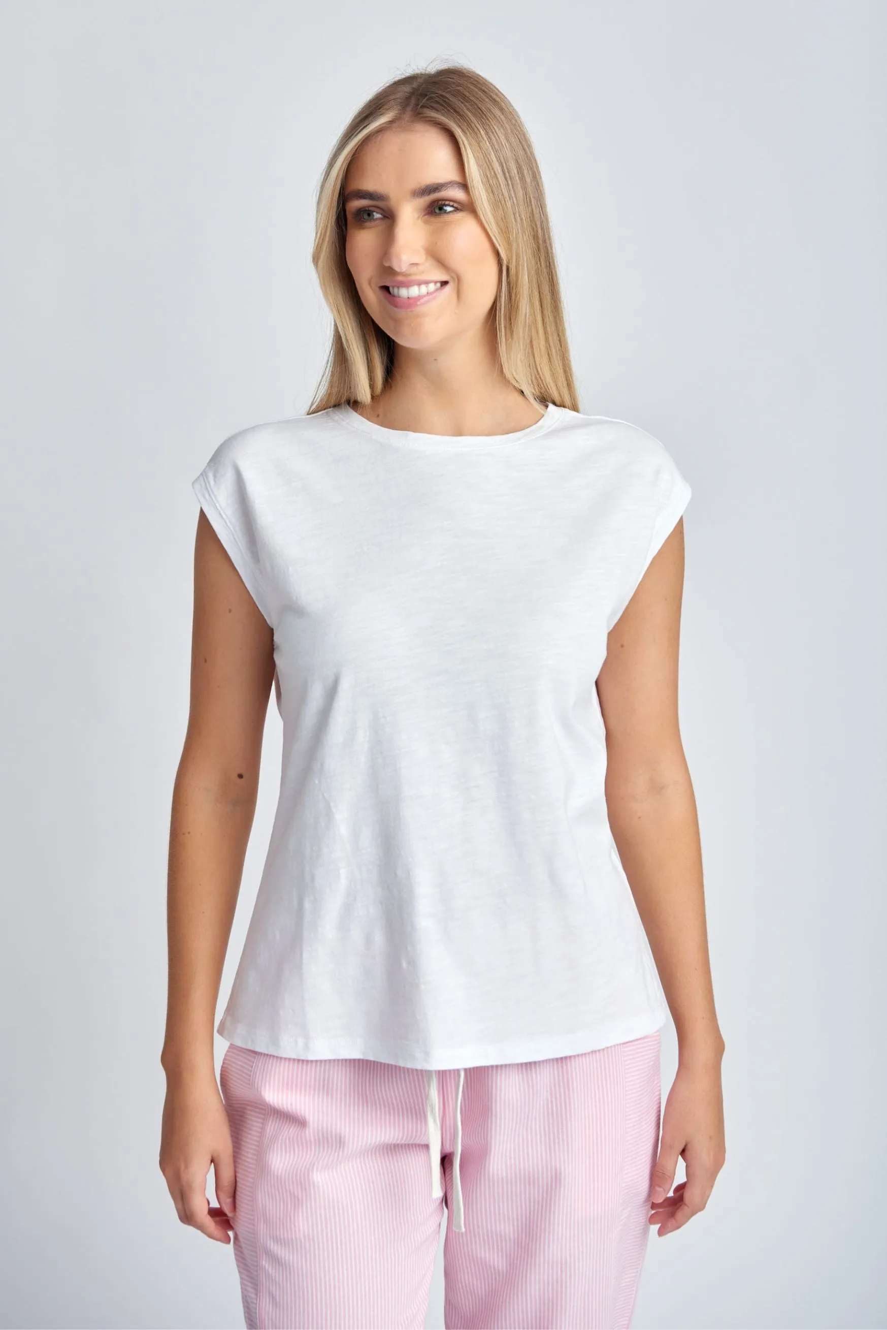 Cotton Sleeveless Tee White