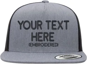 Custom Trucker Flatbill Hat YP 6006 Embroidered Your Text Snapback