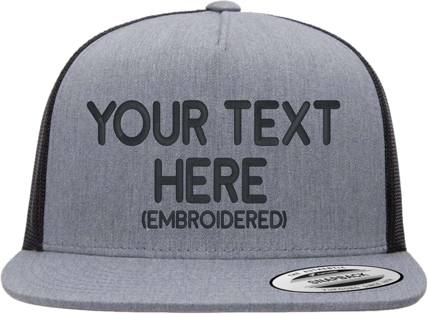 Custom Trucker Flatbill Hat YP 6006 Embroidered Your Text Snapback