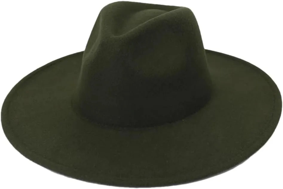 Dninmim 9.5Cm Big Brim Solid Color Women Men Fedora Hat Caps