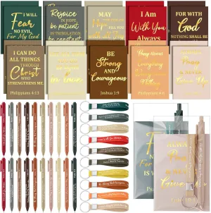 Eersida 80 Pcs Christian Graduation Gifts Bulk Religious Scripture Notebooks Scripture Quote Inspirational Ballpoint Pens Bible Verse Silicone Keychain for Graduation Favors Church Supplies(Classic)