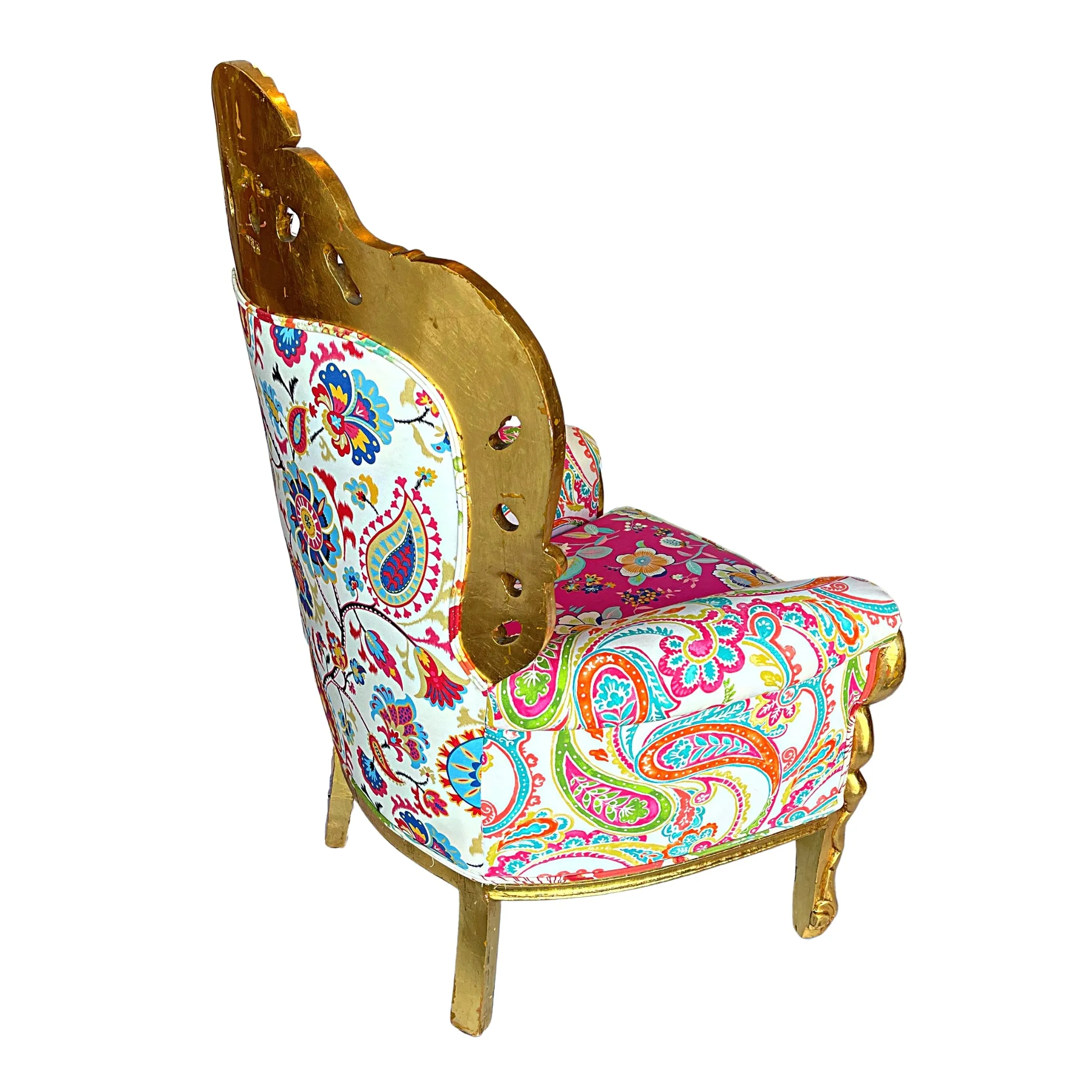 Elegant Baroque Style Floral Upholstered Armchair