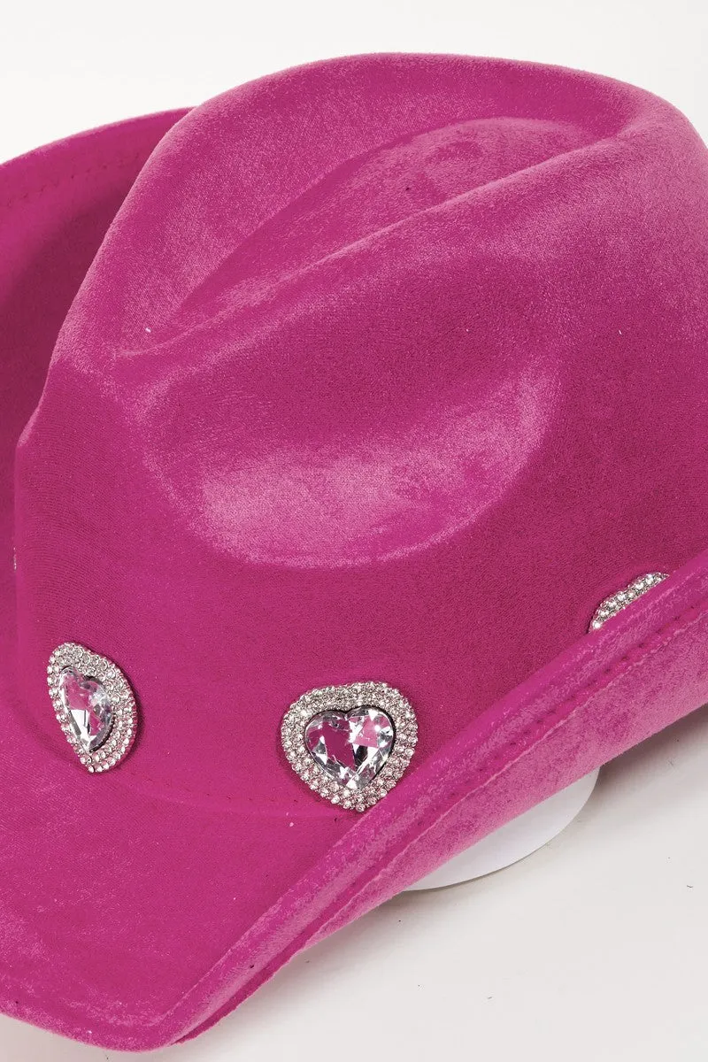 Fame Rhinestone Pave Heart Cowgirl Hat