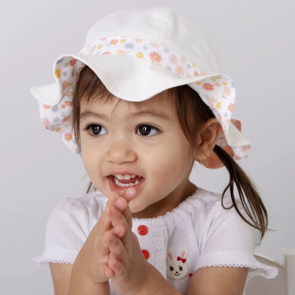 Floral Bow Sun Hat (UV Protection)