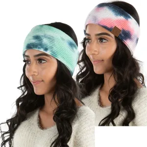 Funky Junque Women's Cozy Tie Dye Headband Ear Warmer - Stylish Winter Headwrap - Bright Hues, Neutral Tones, Value Packs