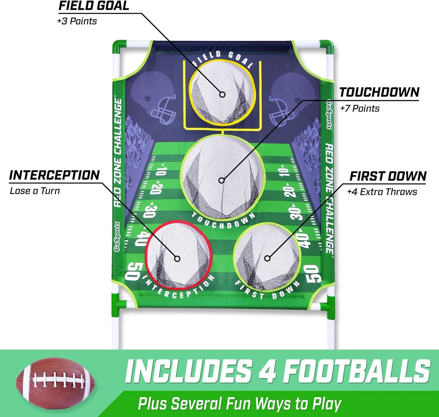 GoSports Football & Baseball Toss Games Available in Football Red Zone Challenge or Baseball Pro Pitch Challenge - Choose Between Backyard Toss or Door Hang Targets