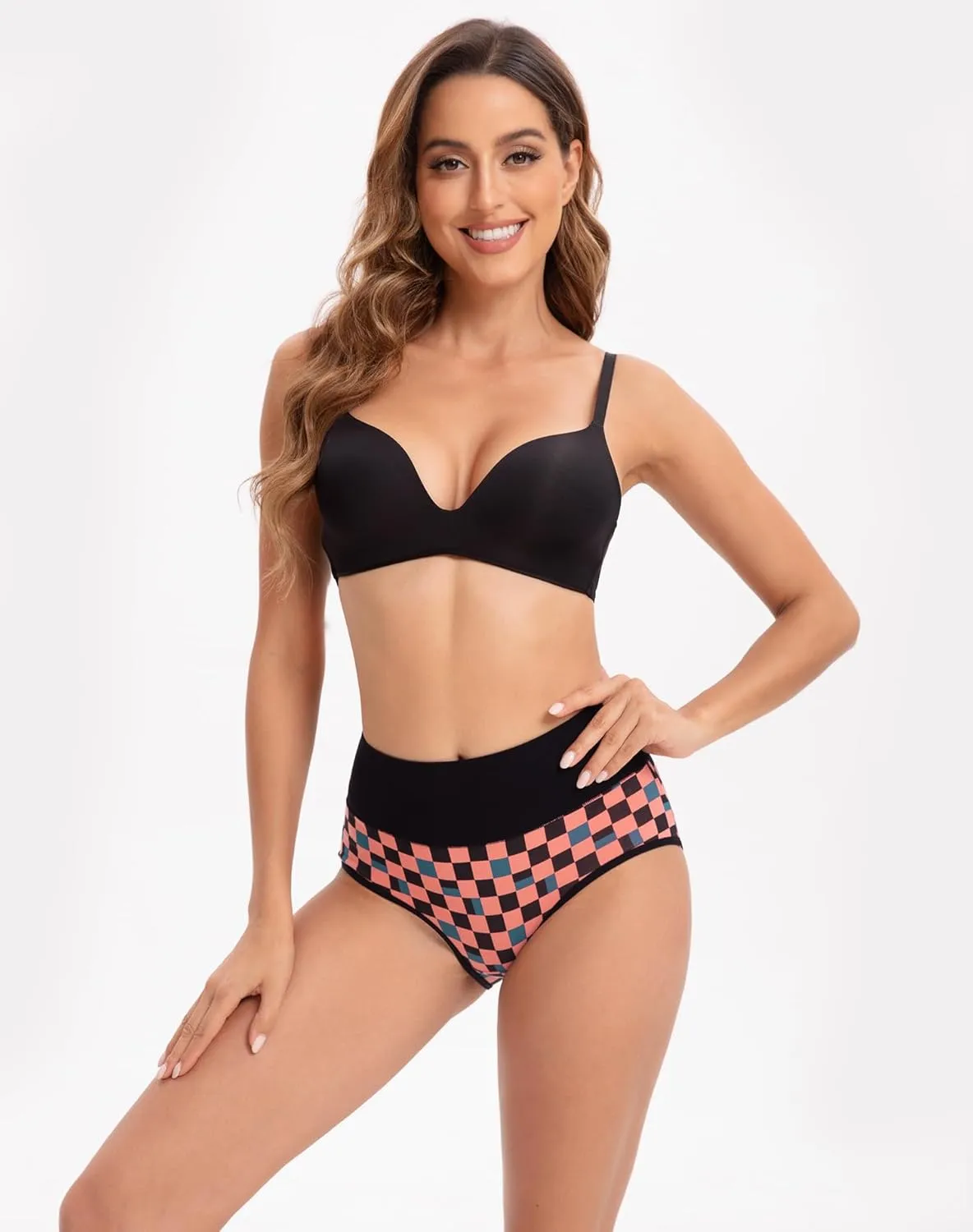 INNERSY Women's High Waisted Underwear Cotton Panties Regular & Plus Size 5-Pack