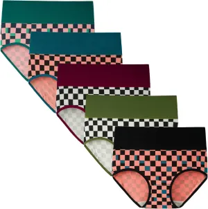 INNERSY Women's High Waisted Underwear Cotton Panties Regular & Plus Size 5-Pack