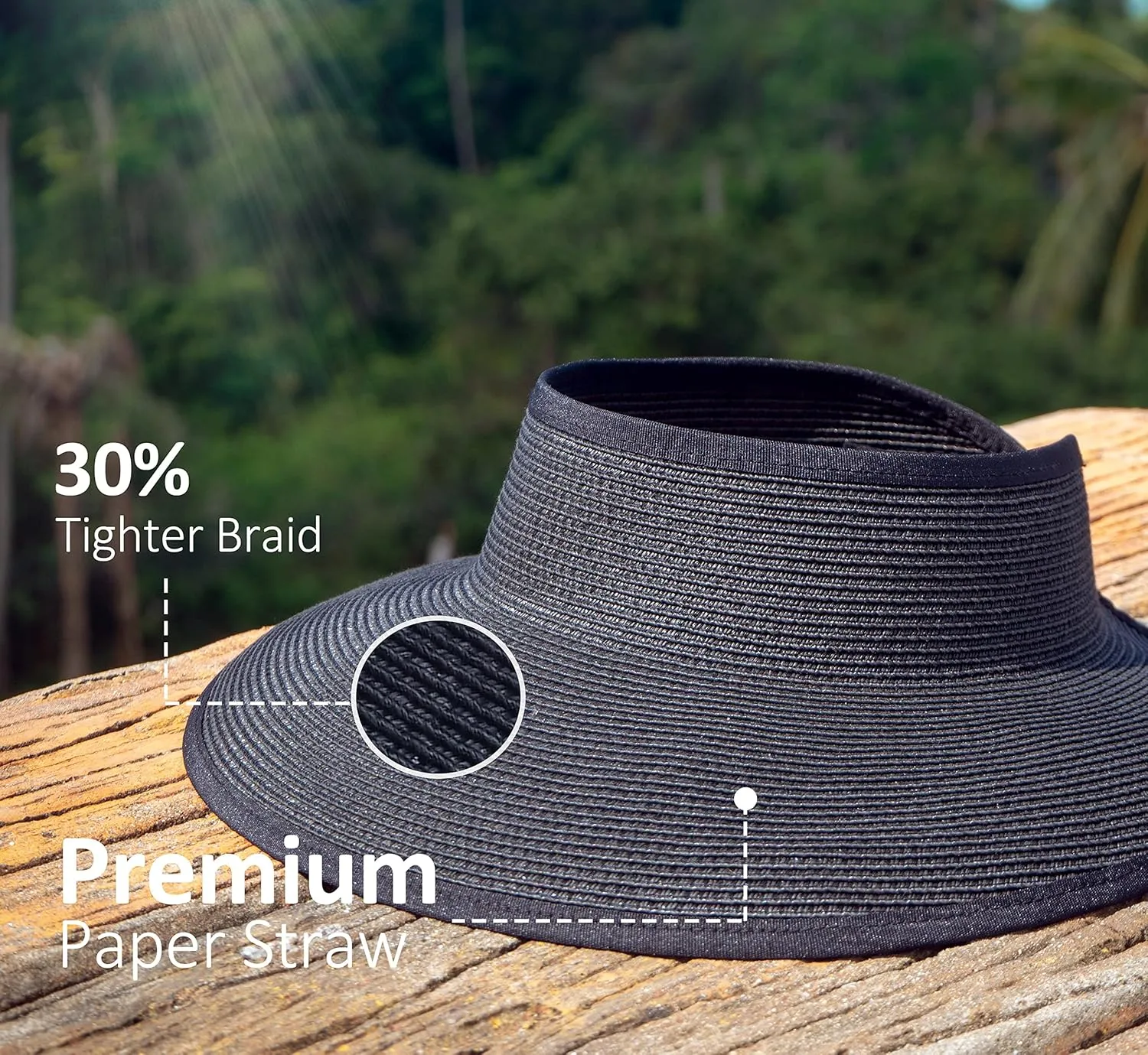 Joywant Sun Visor Hats for Women, Women's Summer Ponytail Foldable Straw Beach Hat with UPF 50 