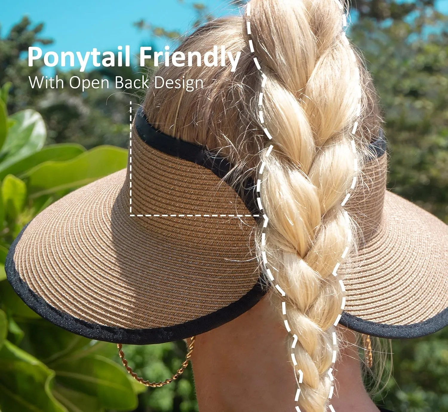 Joywant Sun Visor Hats for Women, Women's Summer Ponytail Foldable Straw Beach Hat with UPF 50 