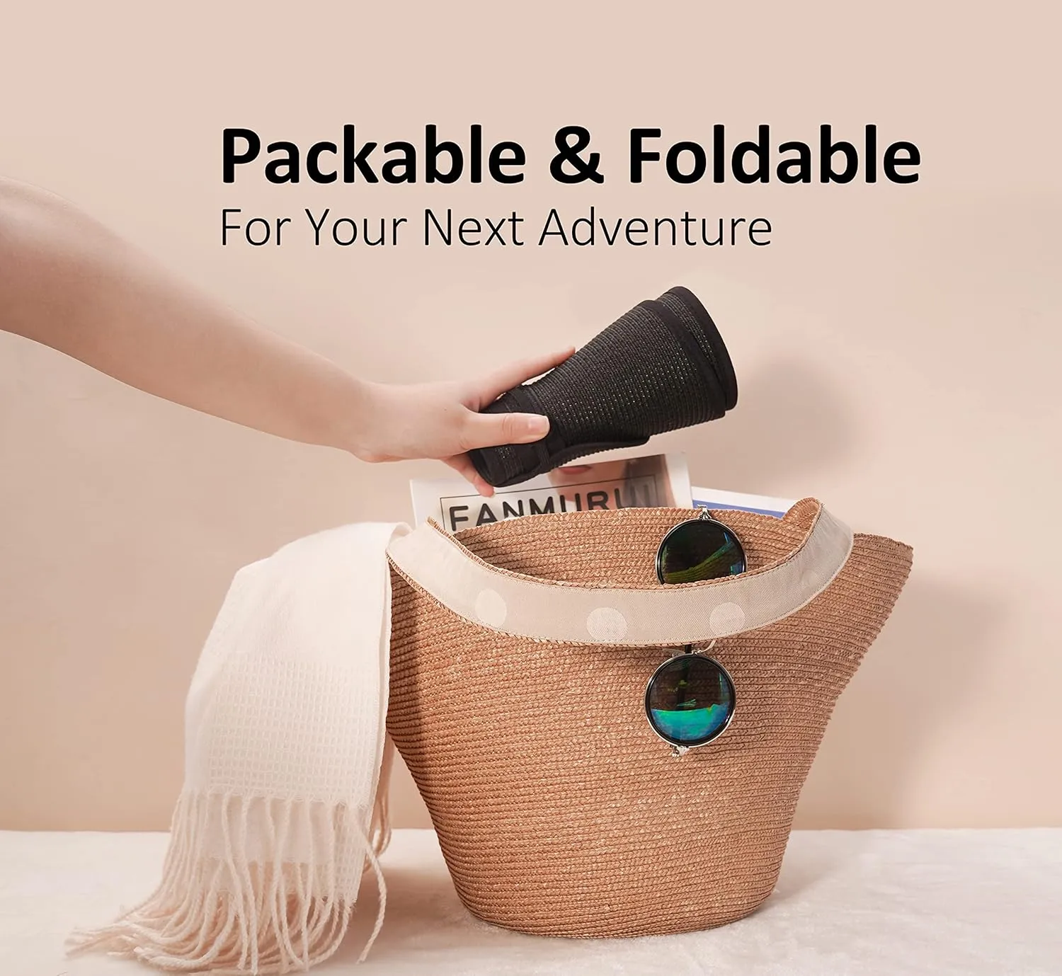 Joywant Sun Visor Hats for Women, Women's Summer Ponytail Foldable Straw Beach Hat with UPF 50 
