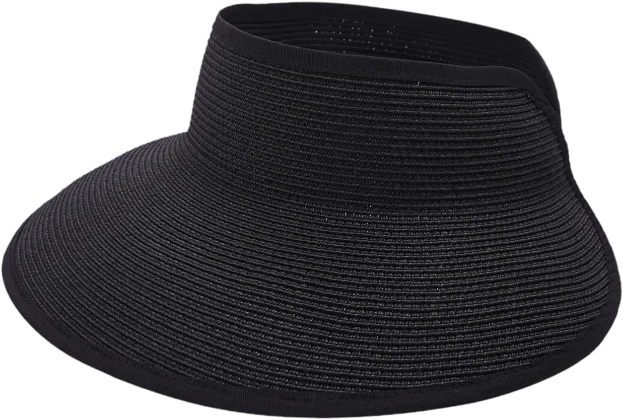 Joywant Sun Visor Hats for Women, Women's Summer Ponytail Foldable Straw Beach Hat with UPF 50 