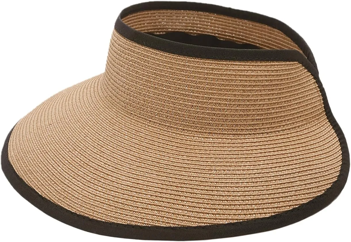 Joywant Sun Visor Hats for Women, Women's Summer Ponytail Foldable Straw Beach Hat with UPF 50 