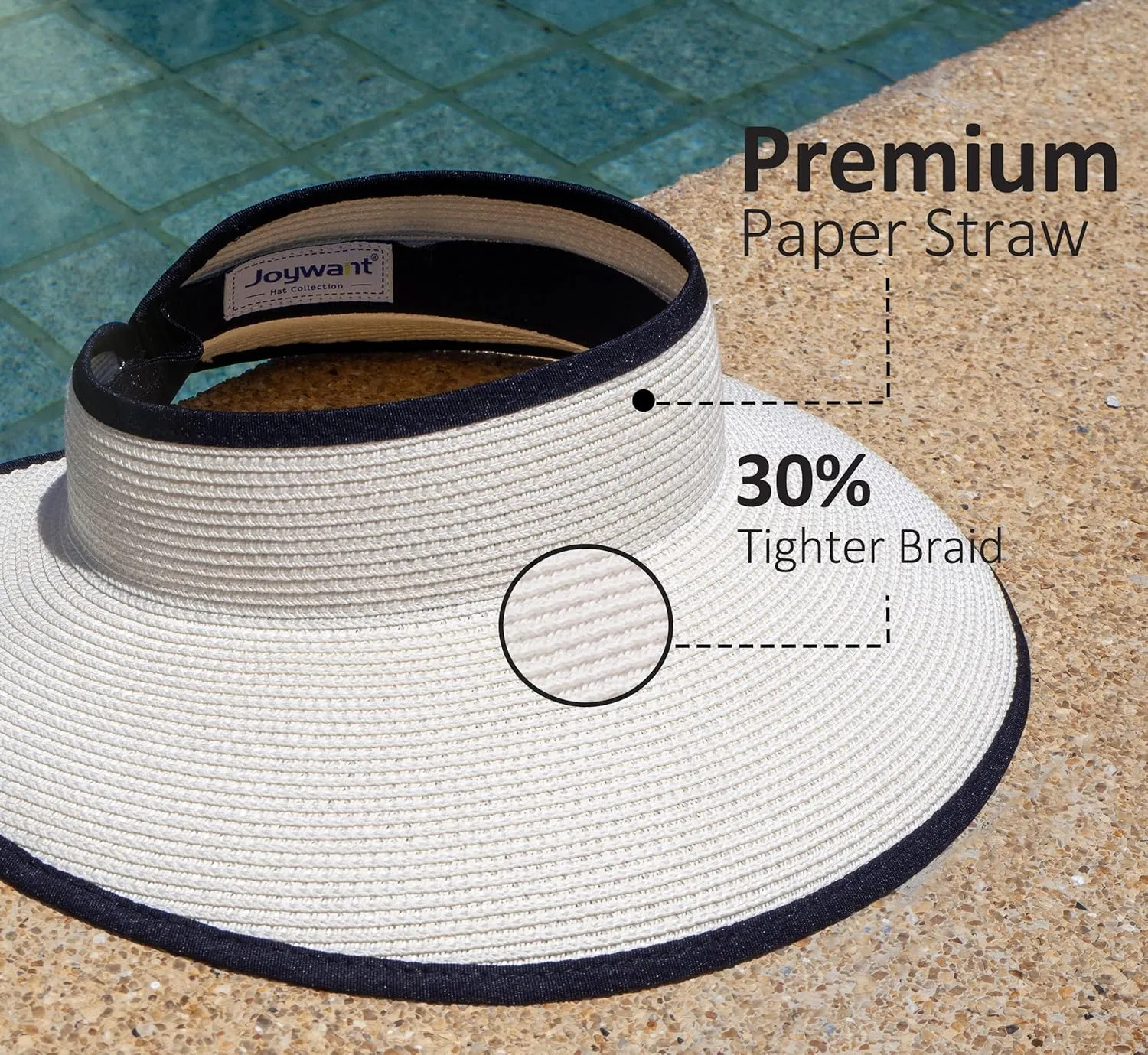 Joywant Sun Visor Hats for Women, Women's Summer Ponytail Foldable Straw Beach Hat with UPF 50 