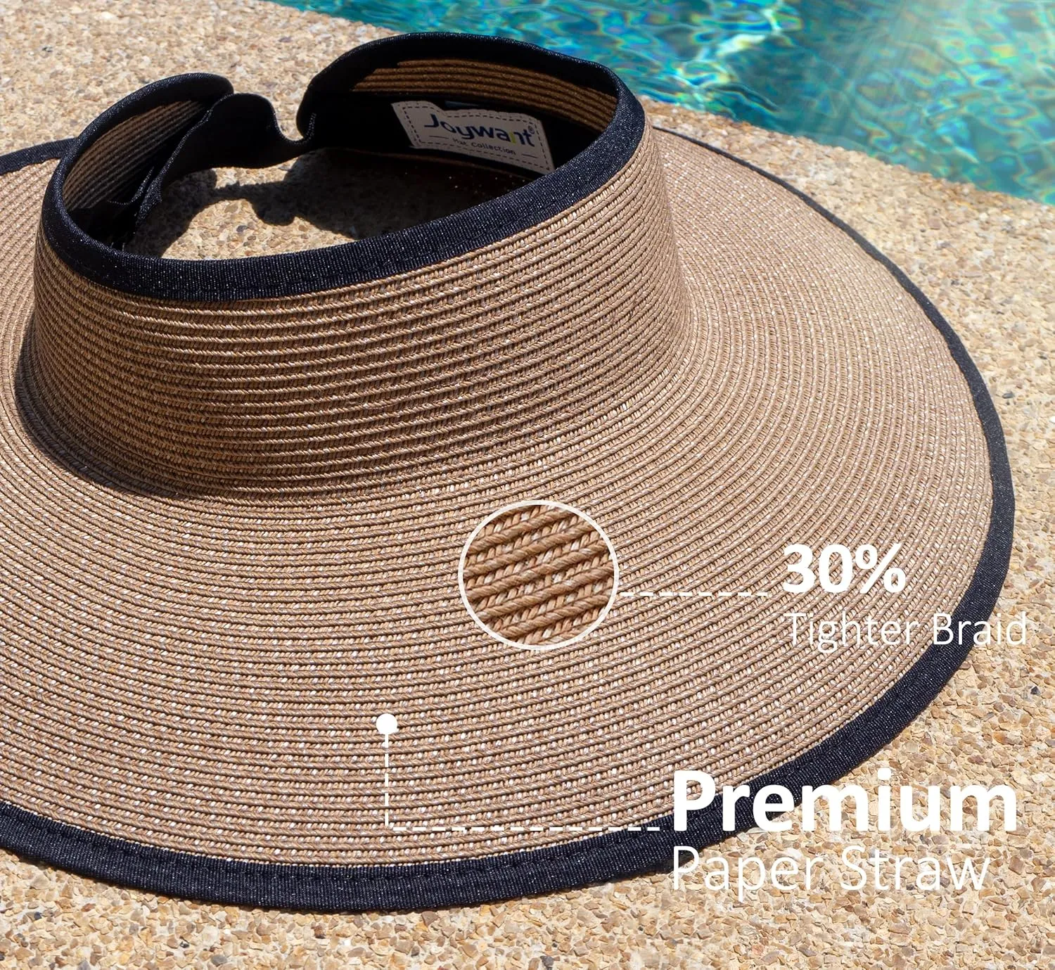 Joywant Sun Visor Hats for Women, Women's Summer Ponytail Foldable Straw Beach Hat with UPF 50 