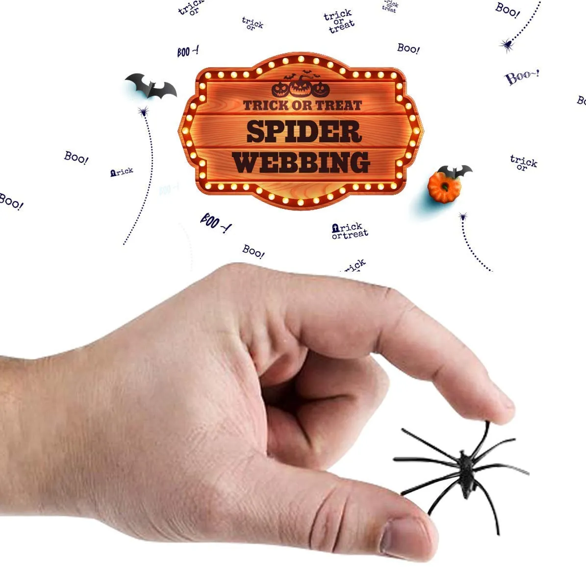 Kicko 12 Pack Stretchable Spider Web with Plastic Spiders - Stretches Over 800 Square Feet