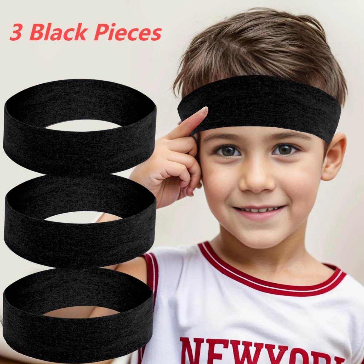 Kid Sports Headbands and Sweatbands, Moisture Wicking Athletic Cotton, Elastic, Soft Pure Cotton for Running, Tennis, Basketball, Soccer, Volleyball